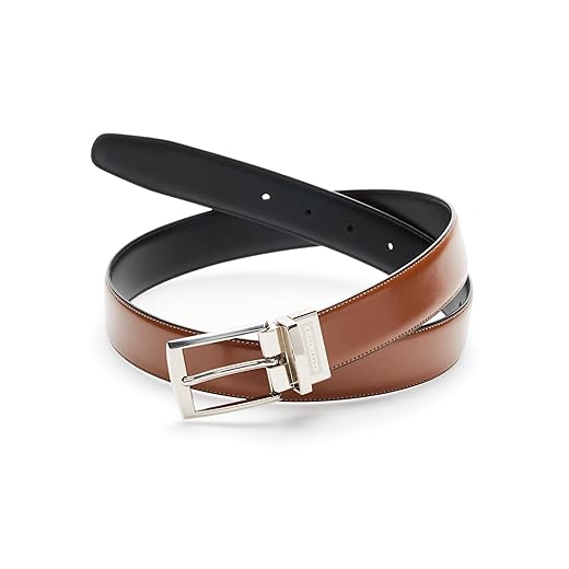 Perry Ellis Men's Reversible Amigo Belt, Luggage Brown, 34