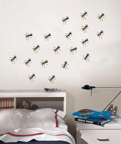 Ants on the Wall - Divertido diseño de insectos para habitación de niños - Calcomanía de pared para despegar y pegar, 22 x 17 pulgadas