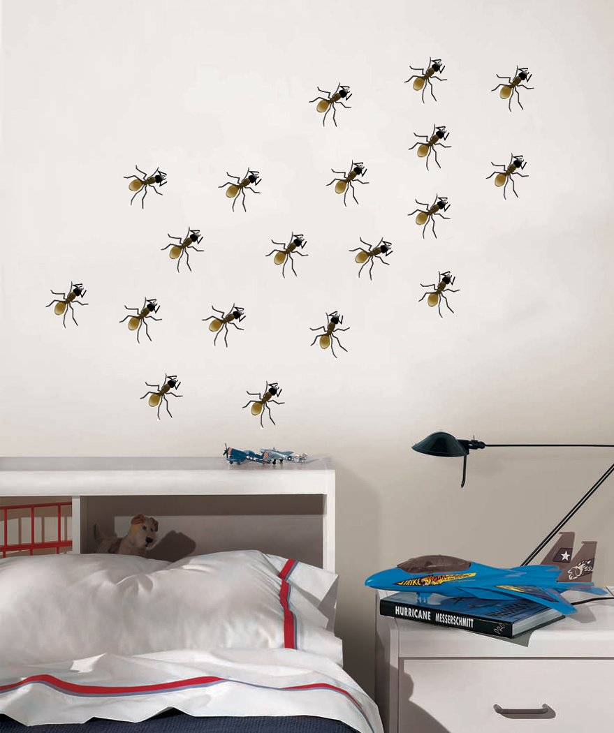 Ants on The Wall - Fun Bugs Design for Kids Room - Peel and Stick Wall Decal - 17" x 13"