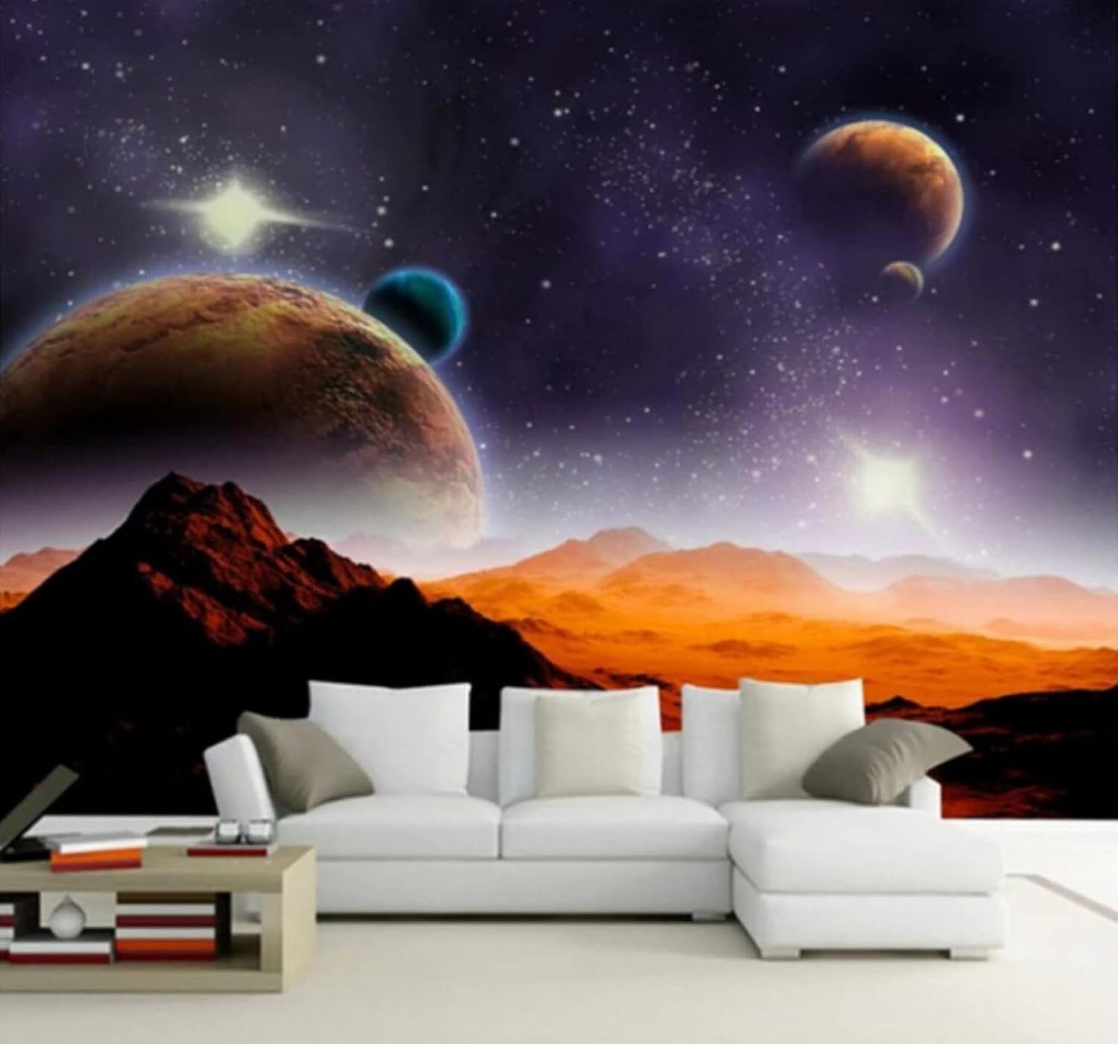 Xlming 150Cm×105Cm(B×H) Aesthetic Three Dimensional Planets Universe Celestial Bodies 3D Wallpaper Luxury Home Dining Decor Paste Sofa Living Room The Wall For Bedroom Mural-150Cm×105Cm
