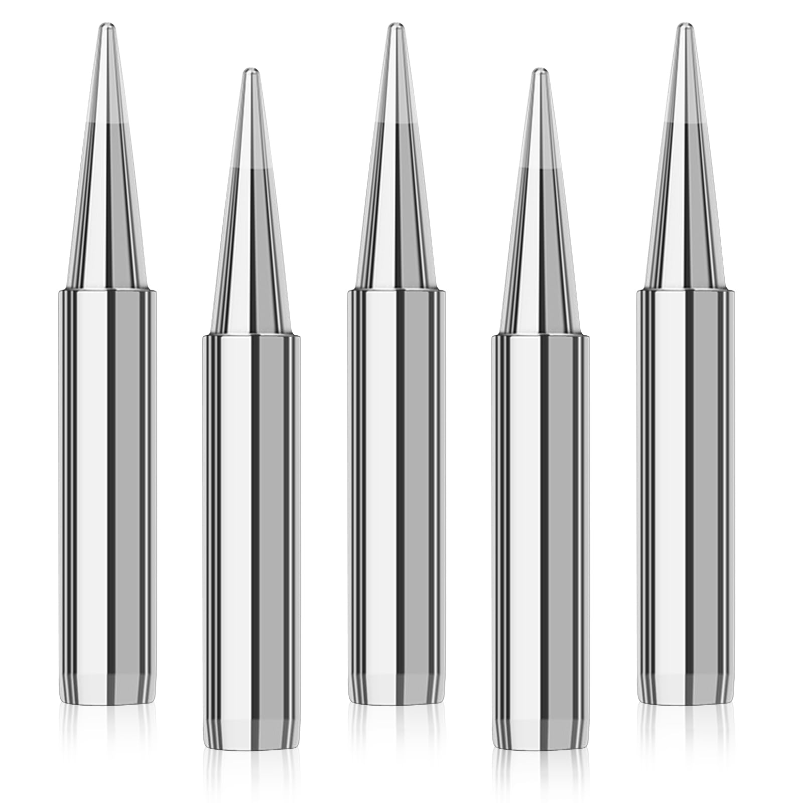 5pcs Soldering Tip Set Compatible with Hakko X-tronic 936 937 Precision Copper Alloy Tips 6.5mm Outer Diameter 4.0mm Inner Diameter 42.5mm Length for Fine Soldering and Chip Correction