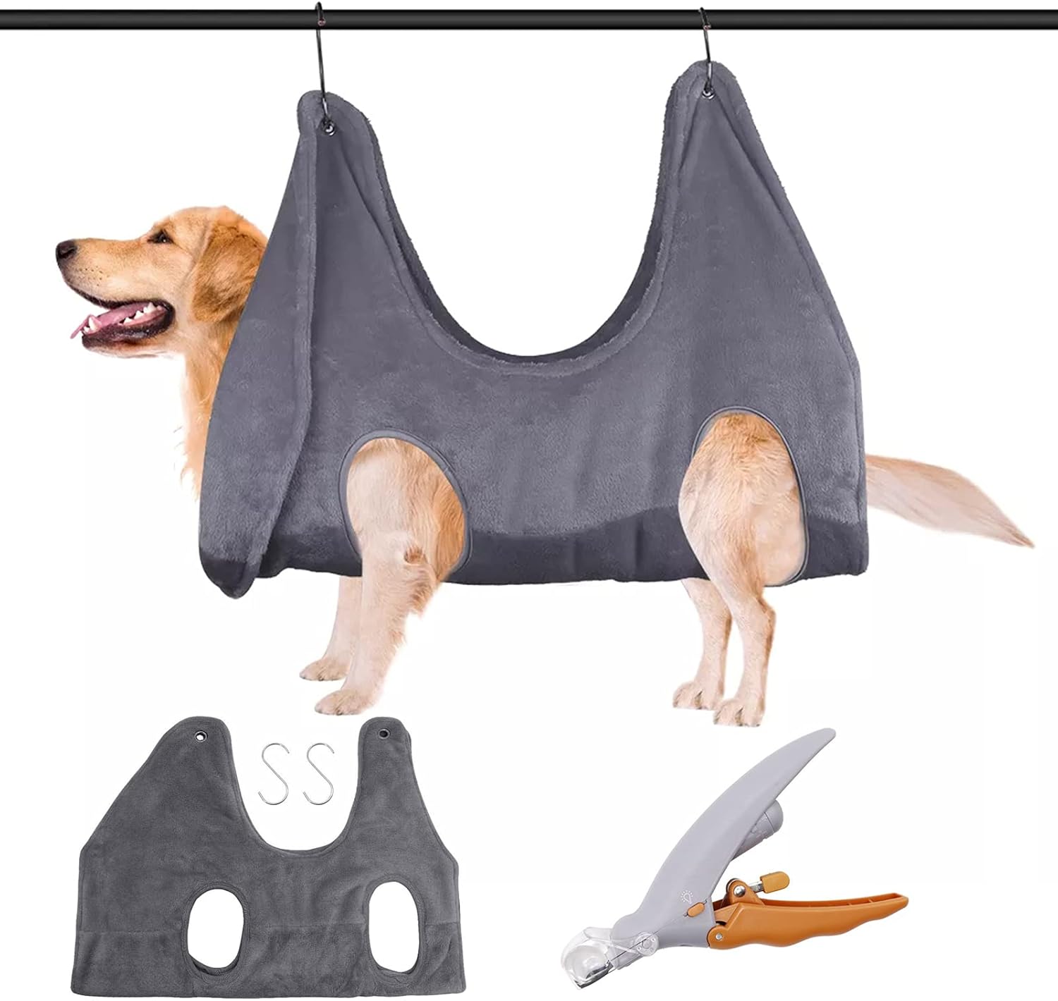 Pet Grooming Hammock Helper for Dogs Cat with Nail Clipper,Pet Grooming Hammock Restraint Bags for Bathing Washing Grooming and Trimming Nail with 2 S-Shaped Hooks