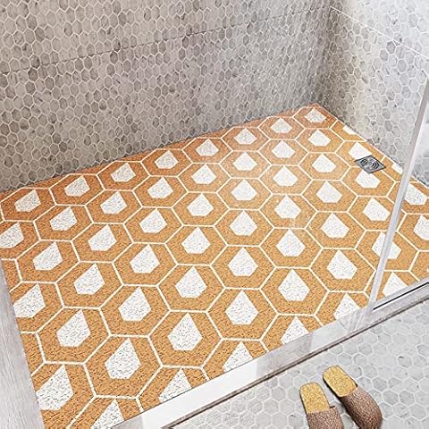 Shower Matt for Without Suction Cups Quick Drain Fast Drying Non Slip PVC Plastic Loofah Washable Rectangular Can Be Cut Easy Cleaning Tub Bathroom orange 40*60cm/15.75*23.62in Cover