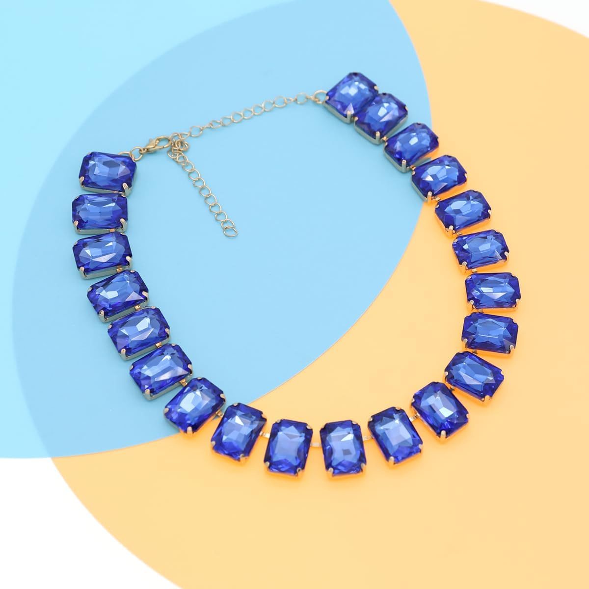 JNF Crystal Rhinestone Choker Collar Necklace for Women Colorful Gemstones Neck Chain Trendy Sparkly Statement Piece Crystal Rhinestone Bib Necklace