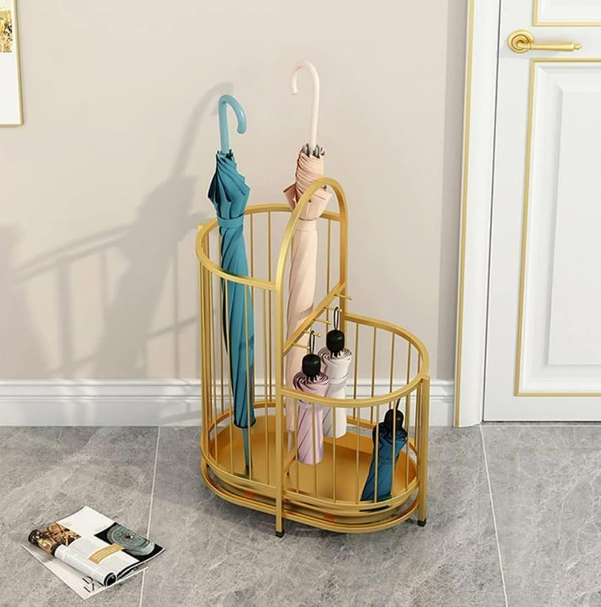 WQPMNYG Large Wrought Iron Umbrella Stand - Elegant Indoor Home Decor Holder &for Hallway Entryway and Mudroom - Stylish Storage Solution for Umbrellas