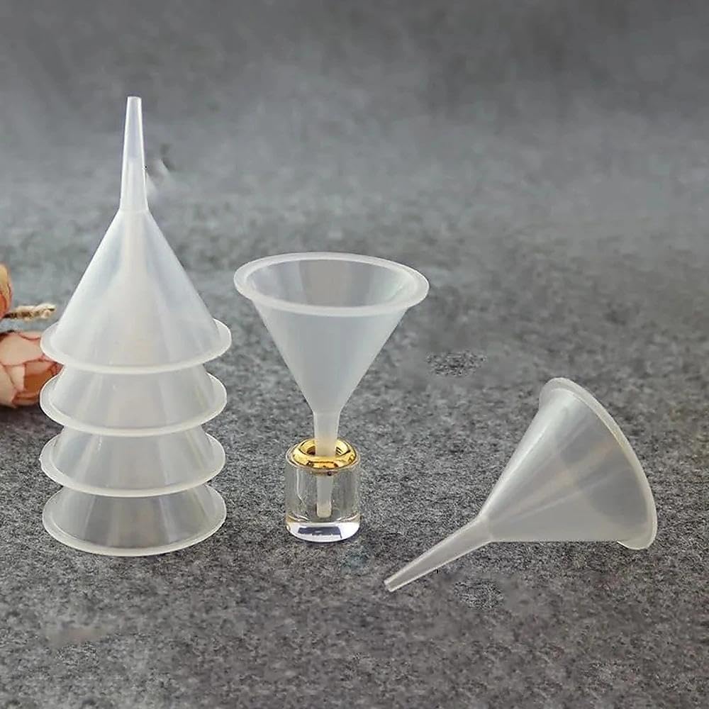 Embudo Pequeño Cocina (5u) - Cuello estrecho, anti-derrame, reutilizable | Plástico resistente | Hogar | Perfume, especias, botellas | Uso personal