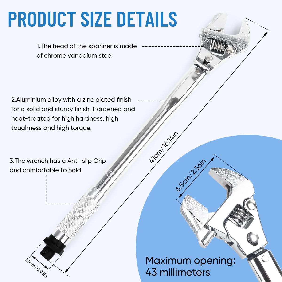Llave dinamométrica ajustable de 19 a 110 Nm, 43 mm, llave dinamométrica de extremo abierto para HVAC, reparación de automóviles, mantenimiento de bicicletas (estilo 2)