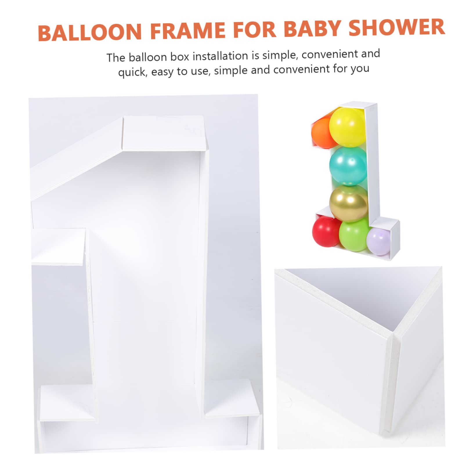 Zahlen Ballonbox für Babyparty und Geburtstag Zahl 1 aus Ps Weiß | Mosaik Rahmen als Deko, Geeignet für Hochzeit und Kindergeburtstag, Weißes Format für Ballons