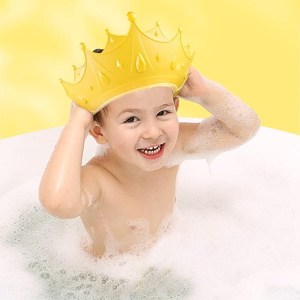 Romon Cappello Doccia Bambini, Cuffia Visiera Cap Regolabile (Giallo) - 3