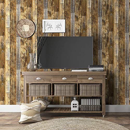 Wood Wallpaper Grain Paper Splicing Wood Grain Peel & Stick Wallpaper Brown Gray Wood Vinyl Wallpaper Self-Adhesive Wallpaper Printing Paper Shelf Paper for Wall Decal