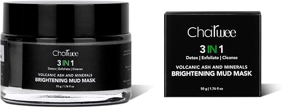Charwee 3-in-1 Volcanic Ash & Minerals Brightening Mud Mask - 50g | For Deep Pore Cleansing and Blackheads Removal | Hydartes Skin, Renews and Controls Excess Oil