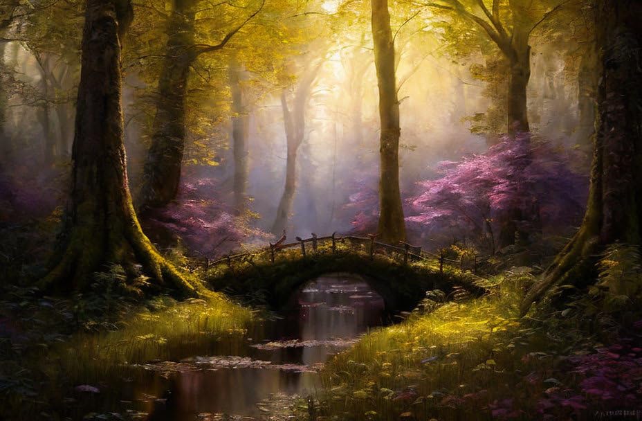 Toile murale forêt Meechi sans cadre de 50 x 70 cm pour décoration épurée