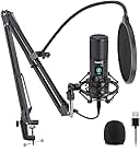 USB Microphone with One-Touch Mute and Mic Gain Knob MAONO AU-PM421 Professional Cardioid Condenser Podcast Mic for Online Teaching, Meeting, Livestreaming, Gaming, Broadcasting