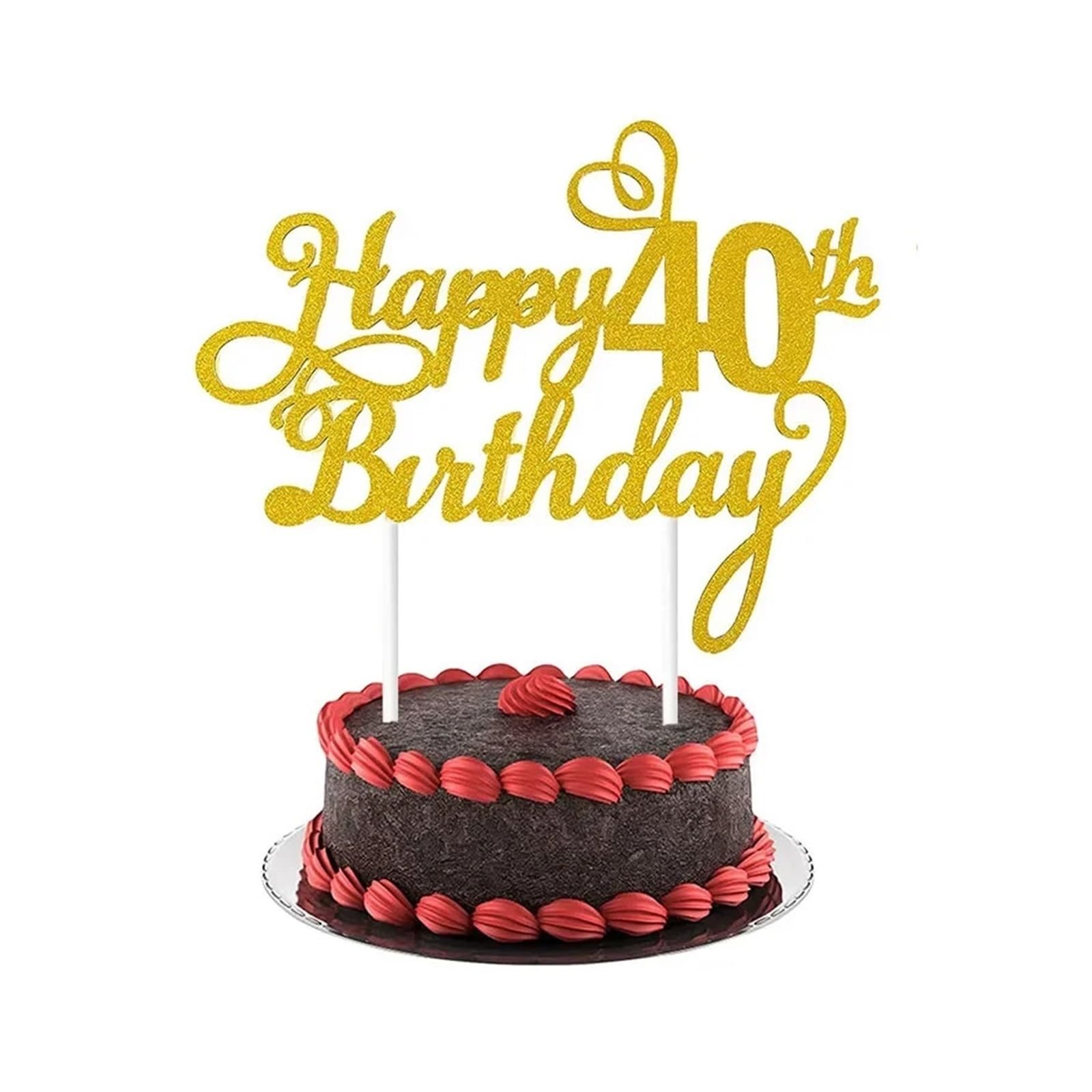 40 Adornos for Tarta De Feliz Cumpleaños Para DIY | Suministros for recuerdos de fiesta for decoración de pasteles de primera edad de 40 años(Color2)