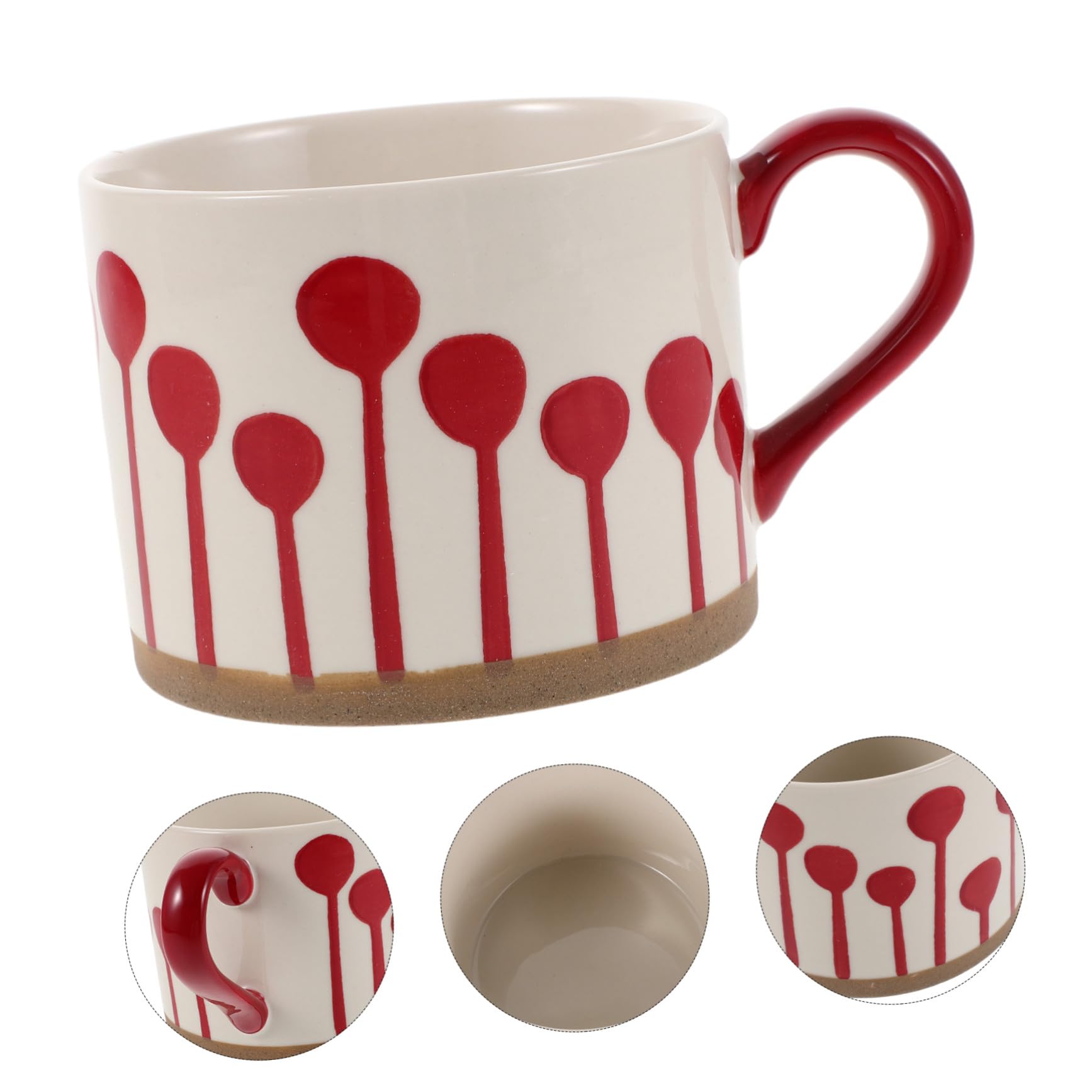 Handbemalte Keramik Kaffeetasse Robustes Design Mikrowellengeeignet mit Henkel Stilvoller Handgefertigter Keramikbecher mit Boho Charme für Zuhause und Küche