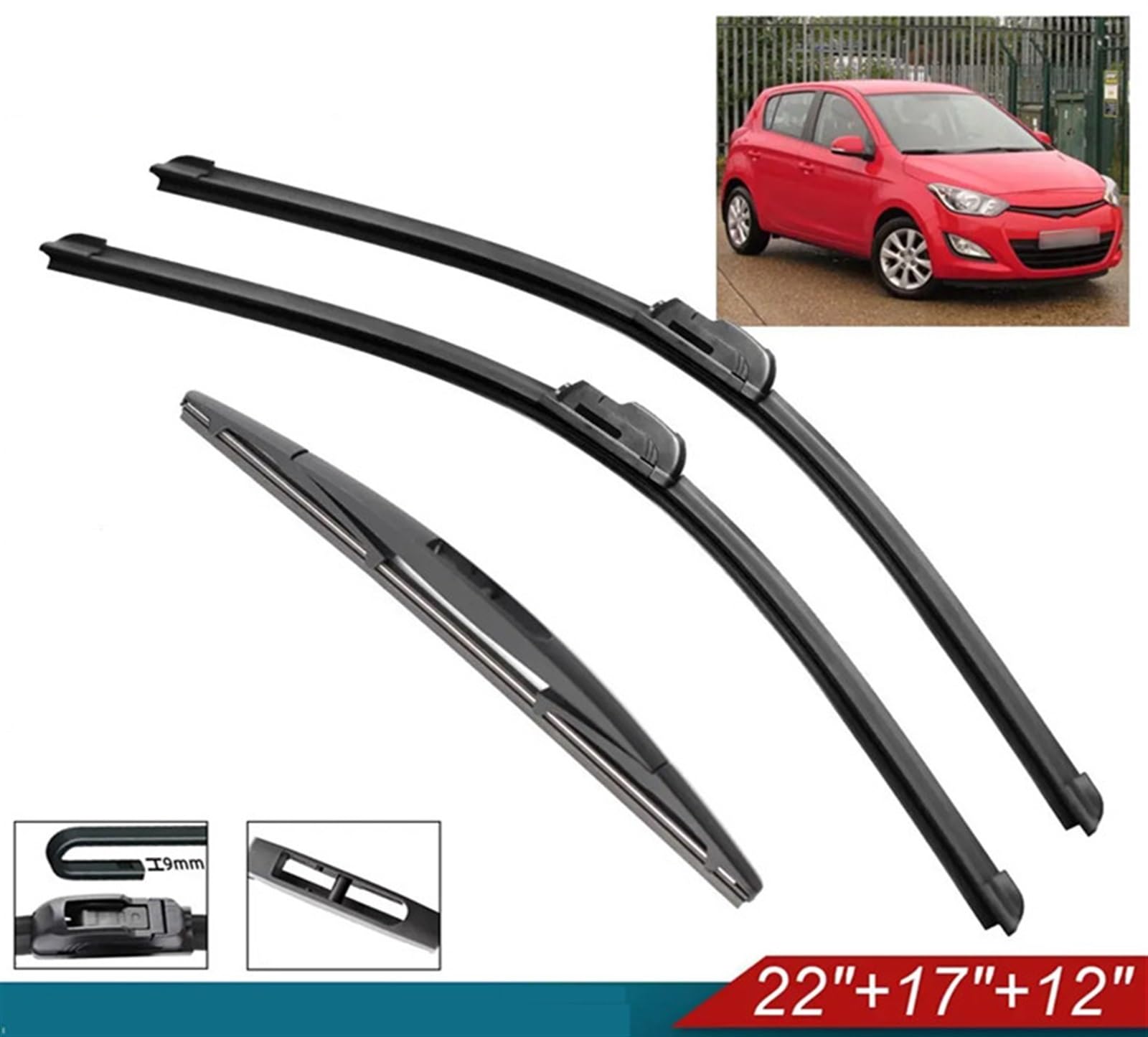 spazzole tergicristallo Compatibile con Chery per COWIN C3R 2015 2016 2017 2018 2019 Spazzole Tergicristallo Posteriori in Gomma Morbida Auto Parabrezza Anteriore Auto Tergicristallo Spazzole
