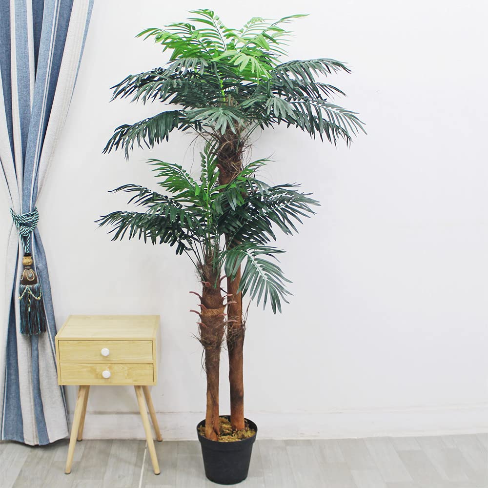 Decovego Palmizio Palma Cocco Pianta Albero Artificiale 170cm Legno Naturale