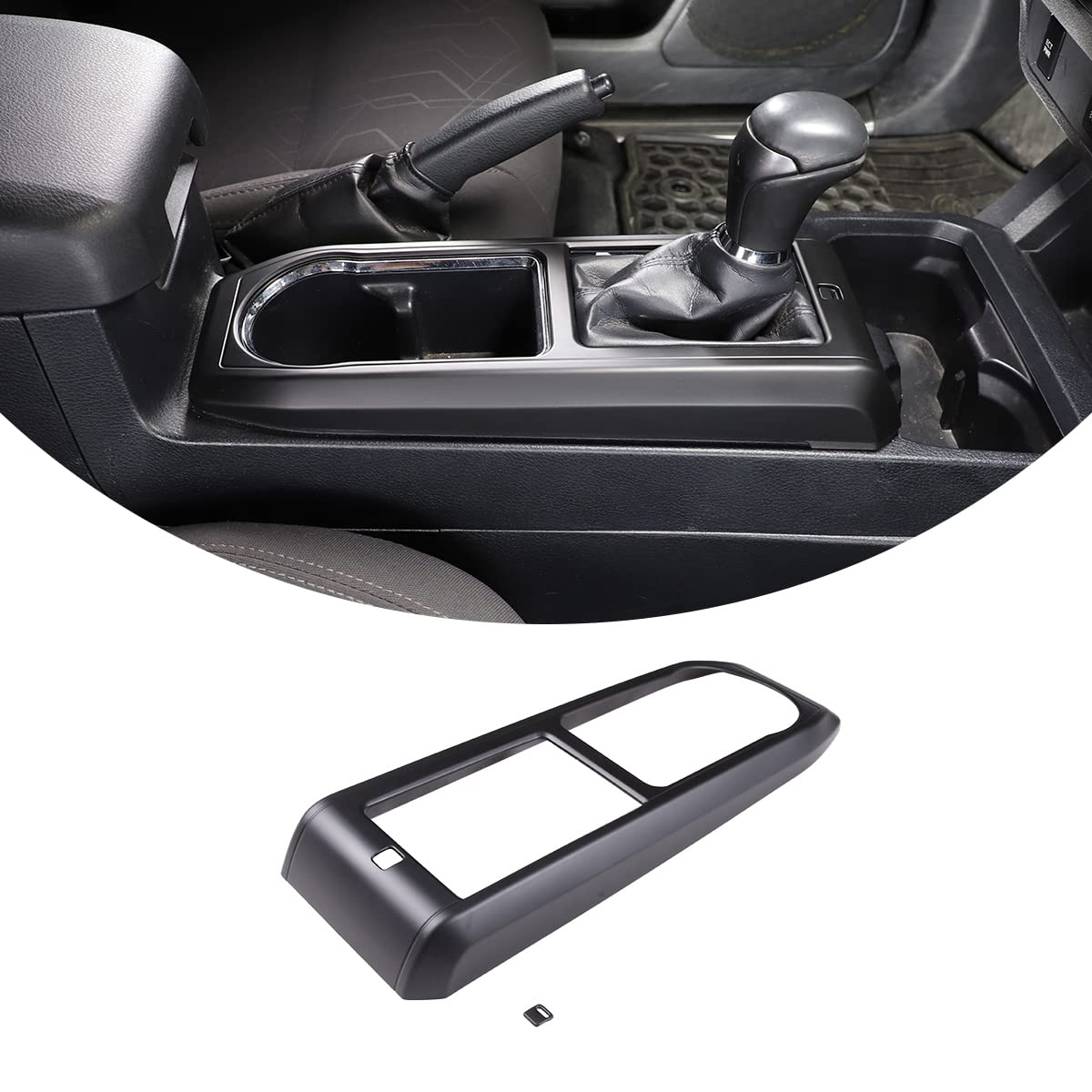 Car ABS Control Gears Shift Panel Protective Trim Frame Compatible with Toyota Tacoma 2015 2016 2017 2018 2019 2020 2021 2022 2023 Gears Shift Cup Holder Trim Frame Accessories (Matte Black)