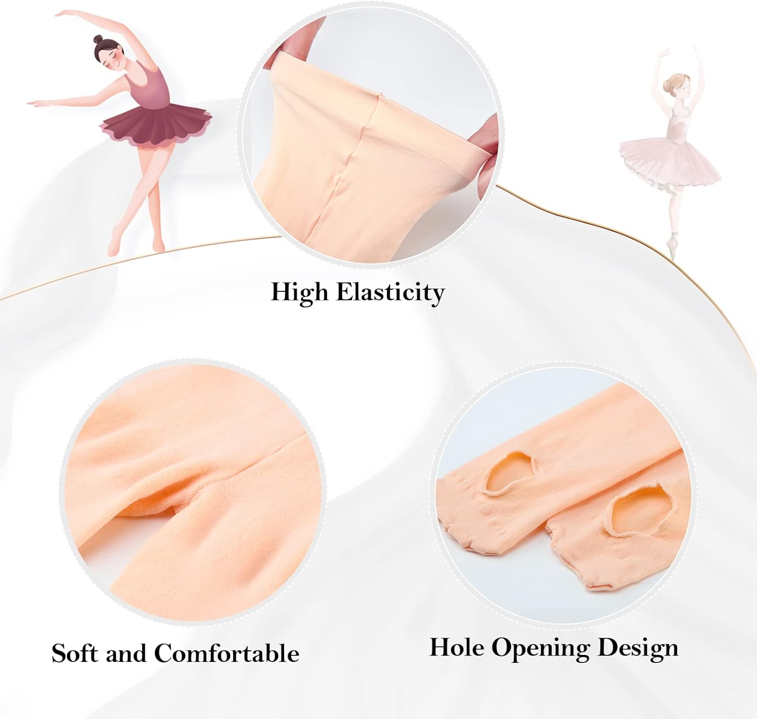 Janmercy 8 Packs Ballet Tights for Girls Convertible Dance Tights Toddler Dance Stockings for Ballet Gymnastics School - Image 4