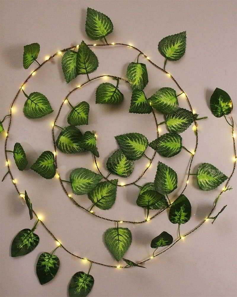 Lazybeee 7Feet Money Plant Home Décor String with Light | Battery Operated Waterproof Copper Lights | Vine Garland Hanging for Wall, Bedroom, Window (30 Led, Warm White) (4)
