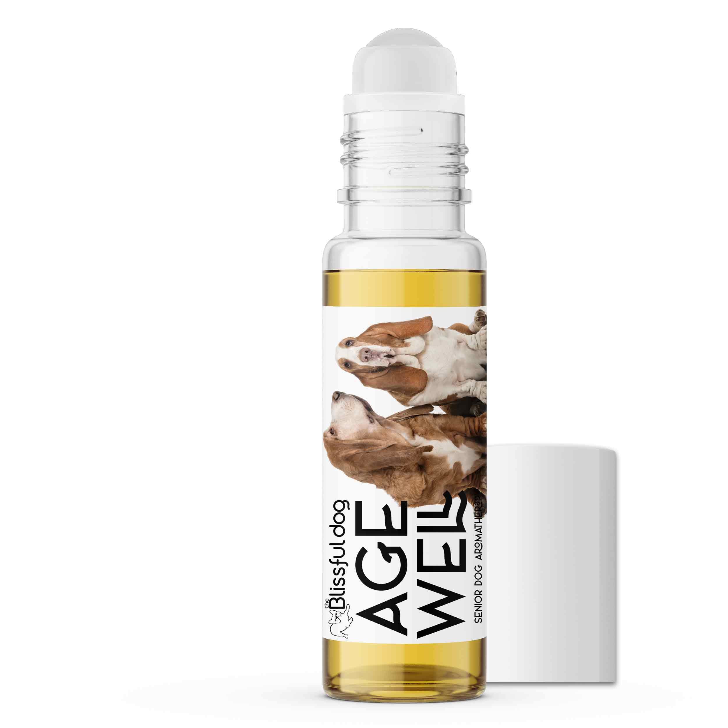 The Blissful Dog Basset Hound Age Well Dog Aromatherapy Roll-On Bottle for Your Dog's Peaceful Ageing