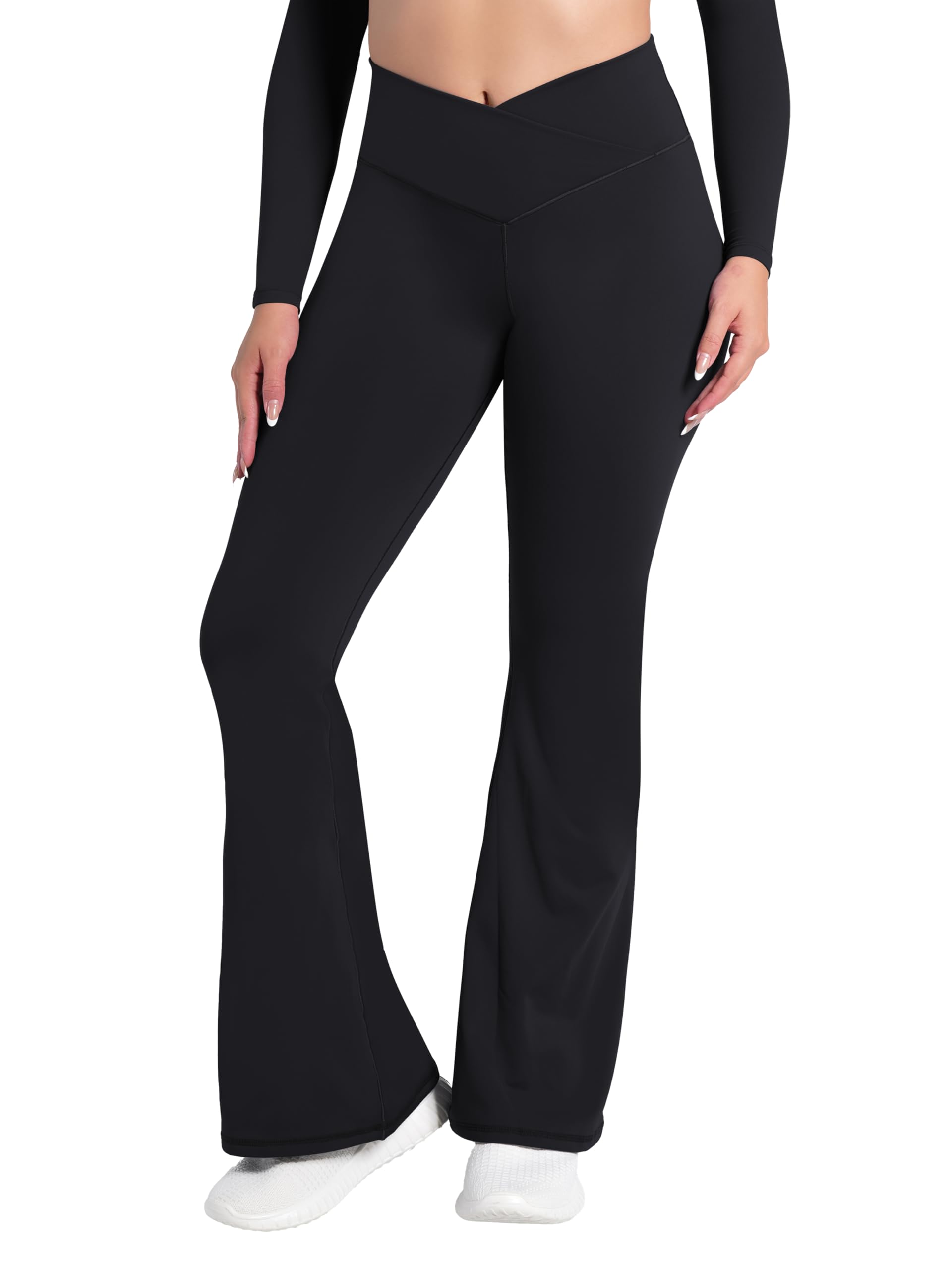 Sunzel Flare Leggings for Women, Crossover Yoga Pants with Tummy Control