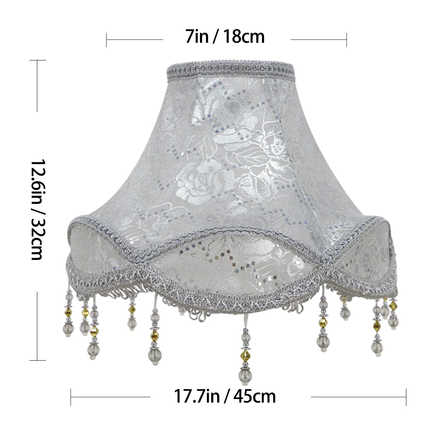 17.7" E27/E14 Pantalla de Lámpara de Mesa Pantalla de Pie,18x45x32cm Plata