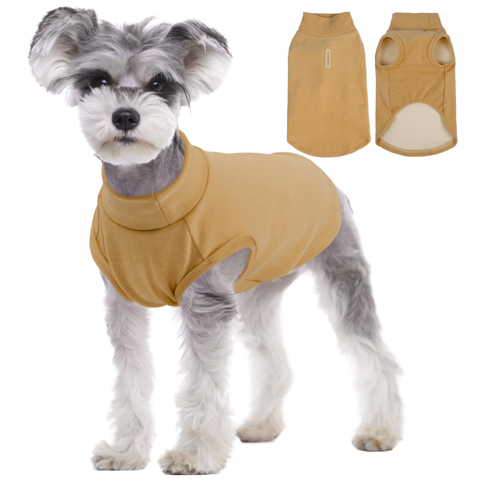 Kuoser Dog Sweater Brown S, Warm Fleece Dogs Jumper Elastic Soft Vest Pullover Clothes for Small Puppy