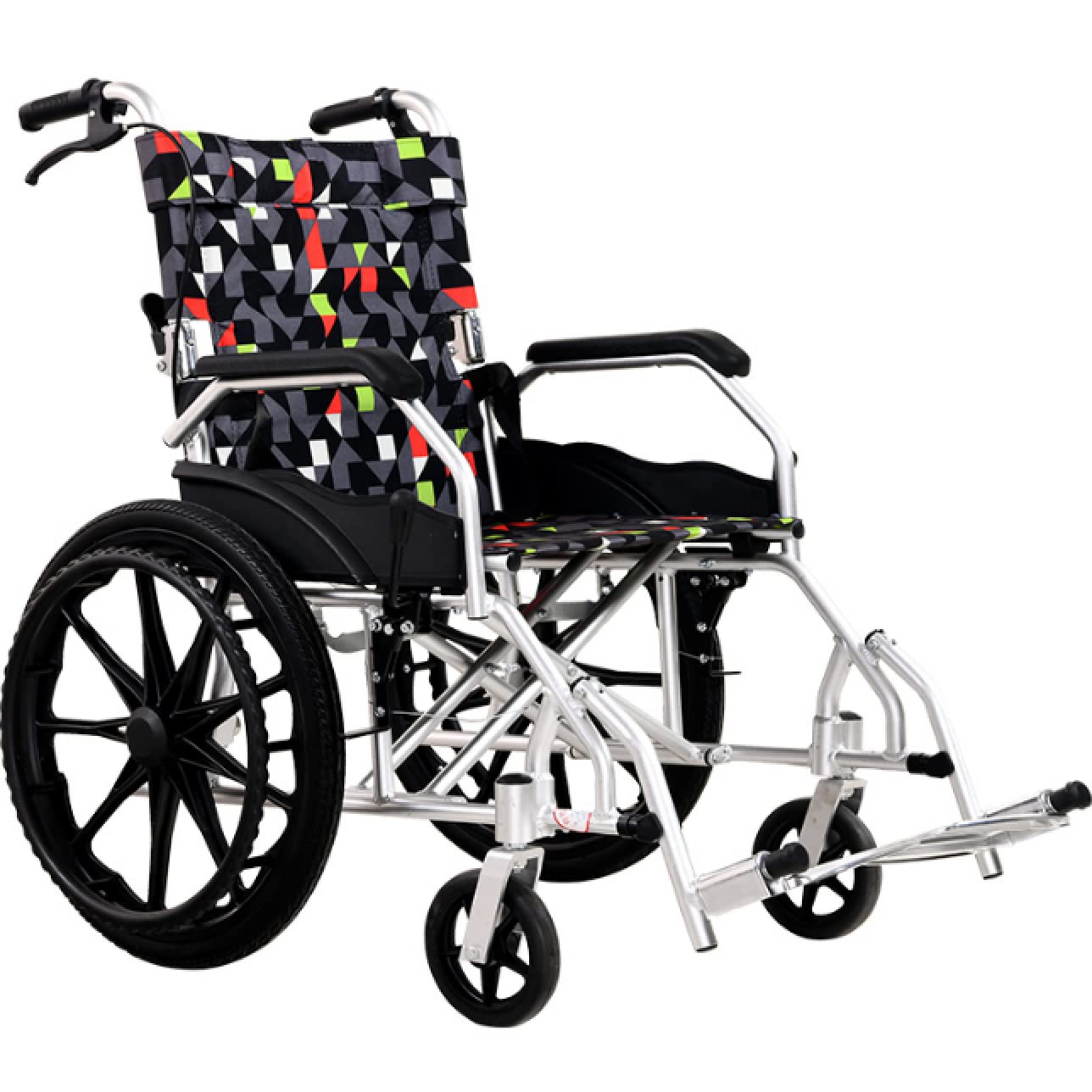 SXSLTSA Folding Household Mobile Portable Wheelchair with Aluminium Frame Manual Self Propelled Transport Chair with Flip-Back and Footrests for Elderly and Handicapped