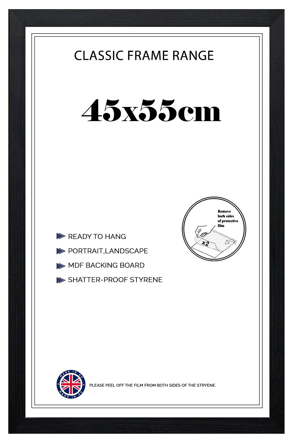 Modern Finish Poster Frame (45 x 55 CM) Jigsaw,Wall Art Print | 450 x 550 mm Decor for Home & Office | Vertical/Horizontal Mdf Wood Hd Front 21X17 Inch [ Black ]