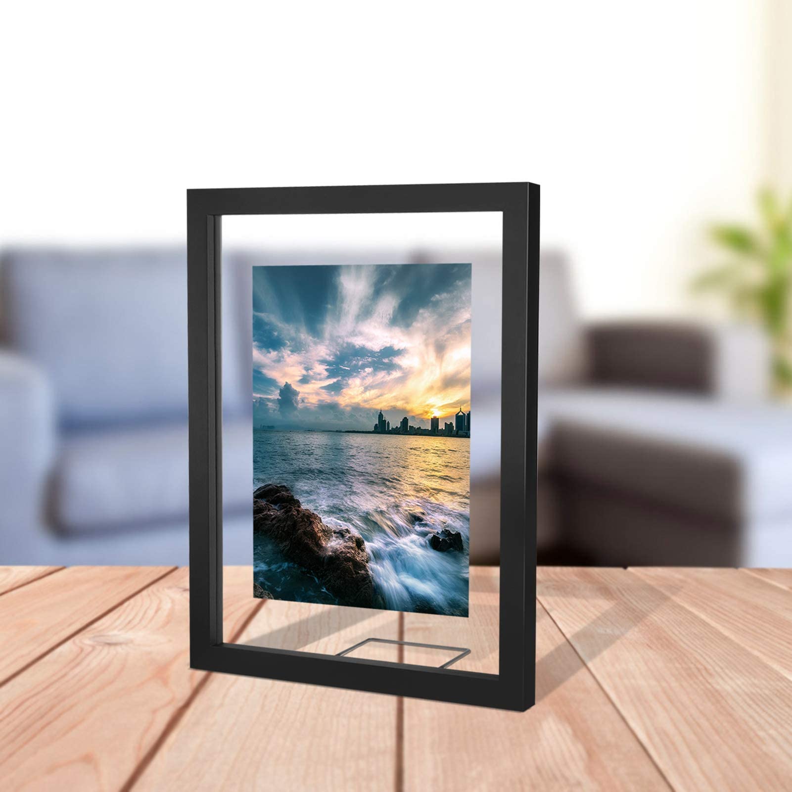 ONE WALL 16x20 Inch Floating Frame, Black Wood Double Glass Float Picture  Frame Display 16x20/11x14 Inch Photos or Plant or Petal Specimens for Wall