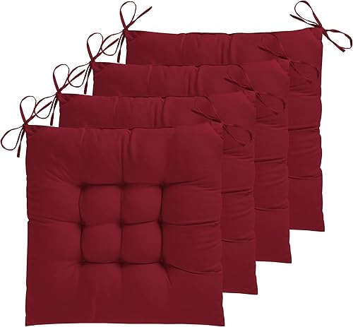 Miniatura 49 de ELFJOY Cojín para silla mecedora, cojines para silla de cocina con cojín de respaldo de asiento, almohadillas suaves y cómodas con lazos, 17 x 17