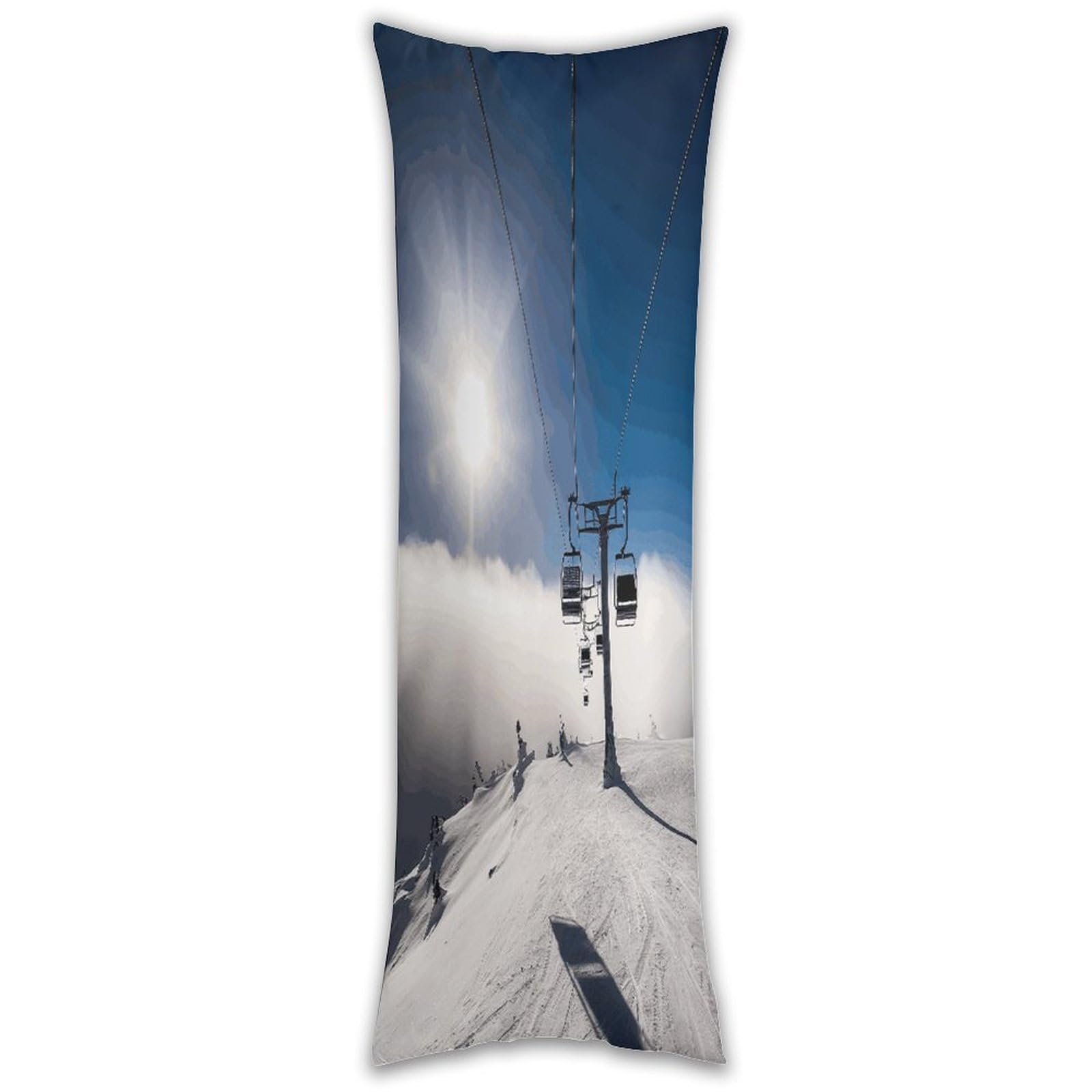 Ski Lift at Sunshine Long Pillow Case with Zipper Ultra Soft Microfiber Long Pillow Cover Breathable Body Pillow Protector Soft Wrinkle Pillowcase for Bed Sofa Bedroom 53 X 19 in