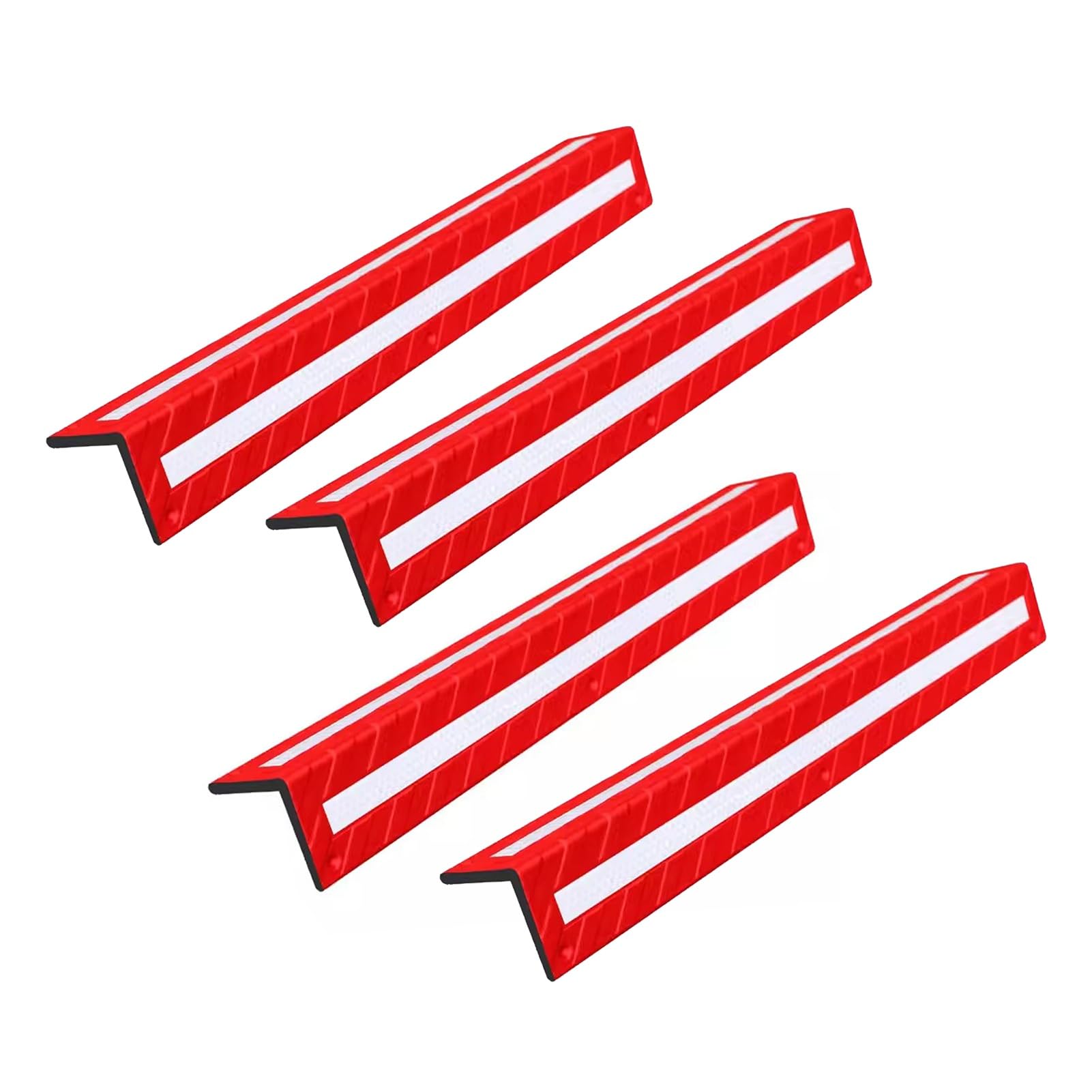 Protectores de Esquinas para Paredes de Garaje, Protectores de Esquinas en Forma de L de Goma Reflectante para Garaje, adecuados para almacenes, estacionamientos, Rojo, 4 Piezas