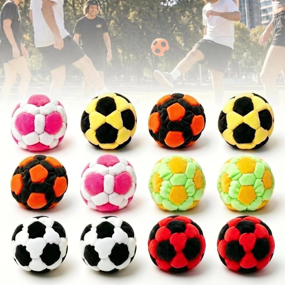 Hand-Made Knitted Footbags Set - 2026 New Colorful Crochet Footbag for Adults and Beginners, Juggling Balls with Multicolored Geometric Pattern, Outdoor Game and Party Fun