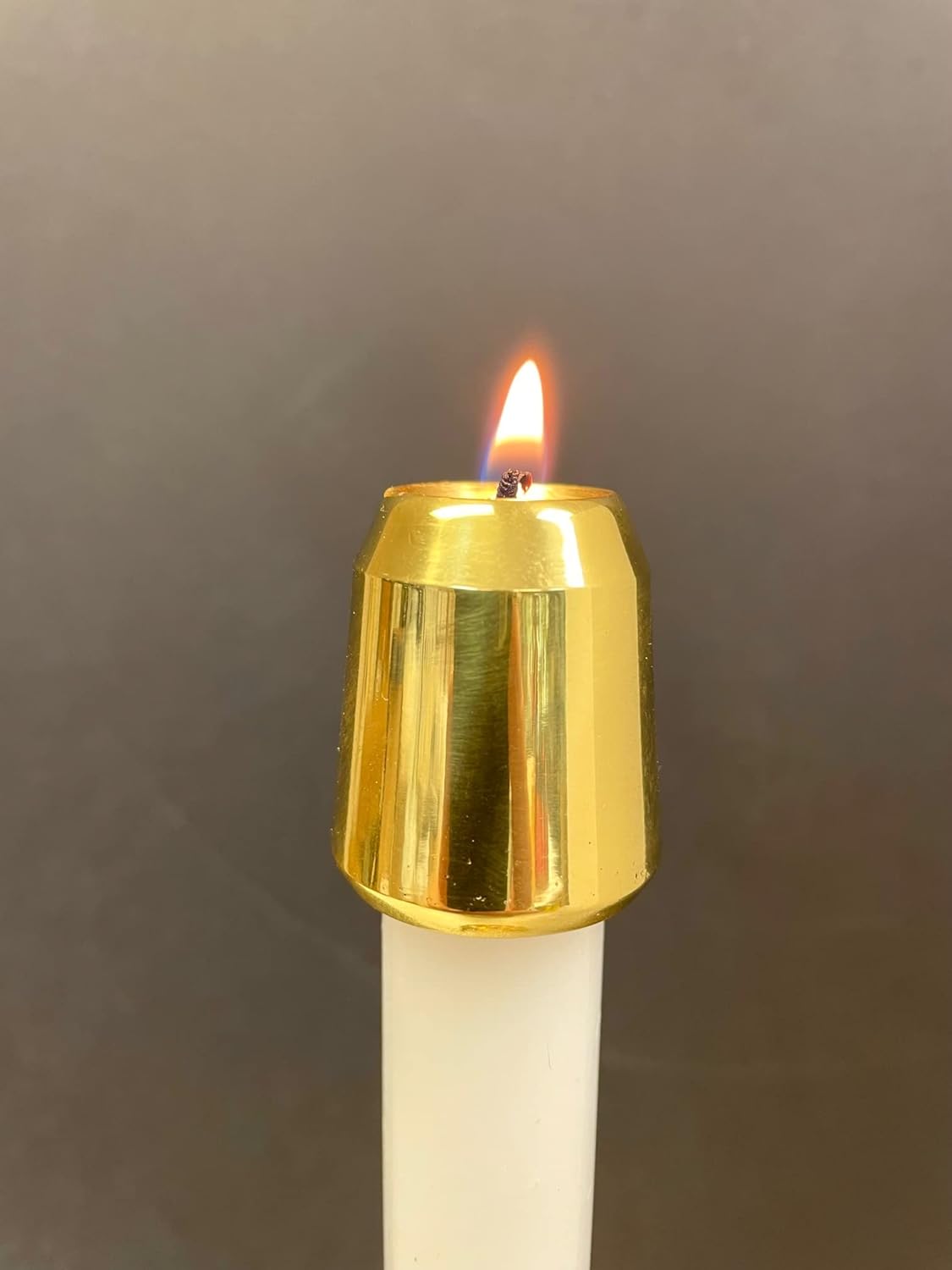 Single Solid Brass Candle Follower, Candle Burner for 7/8