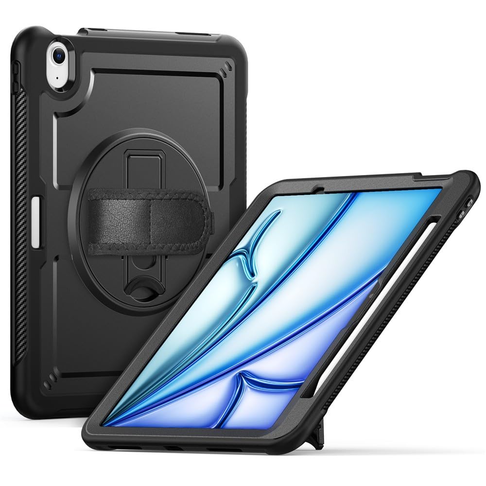 Coque iPad Pro 11 M4 2024 silicone noir rigide avec support - 8