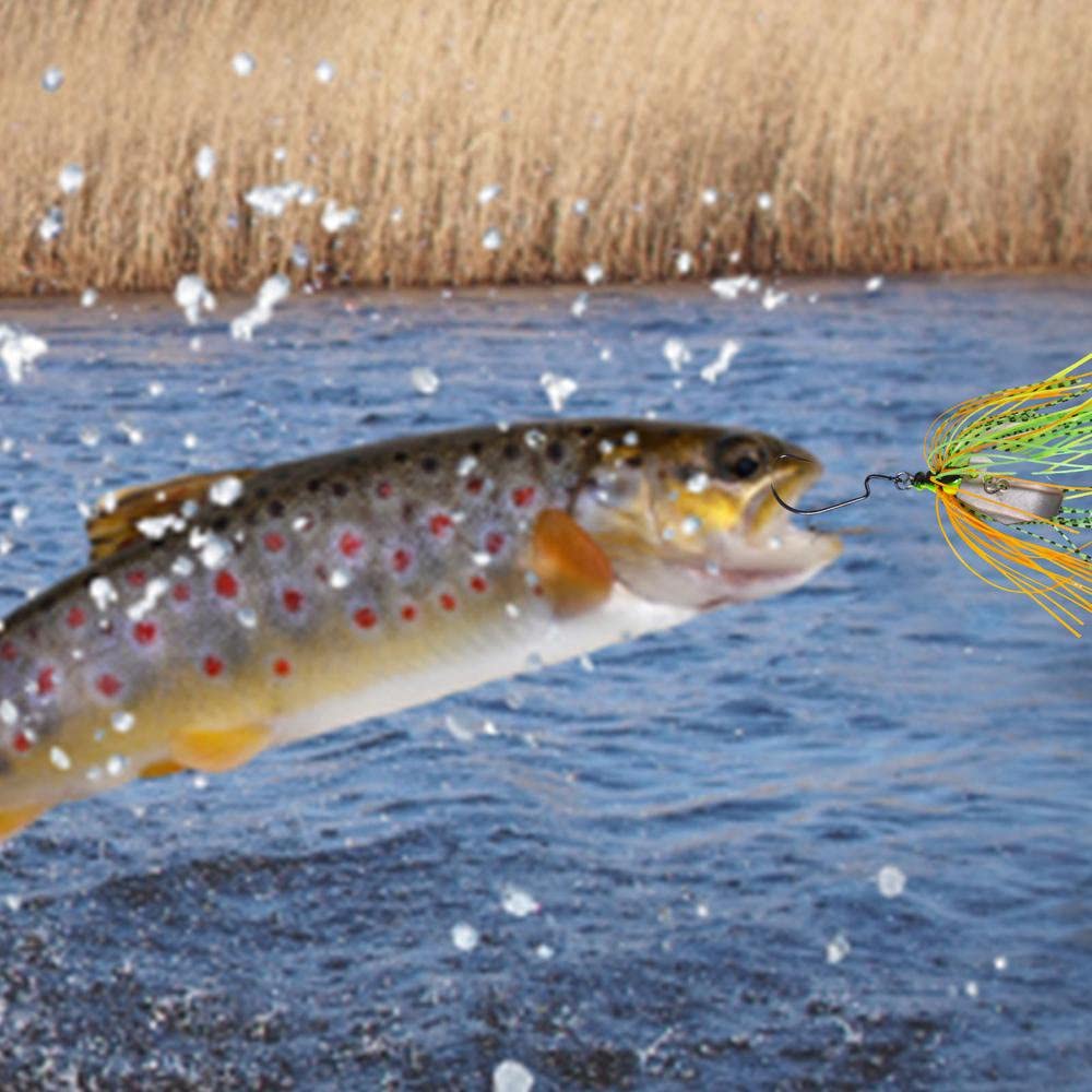 Chatterbait 6 Pezzi Per Pesce Persico E Luccio – Esca Artificiale Con Testina Metallica E Lama Rotante, Affilata E Anti-Impiglio