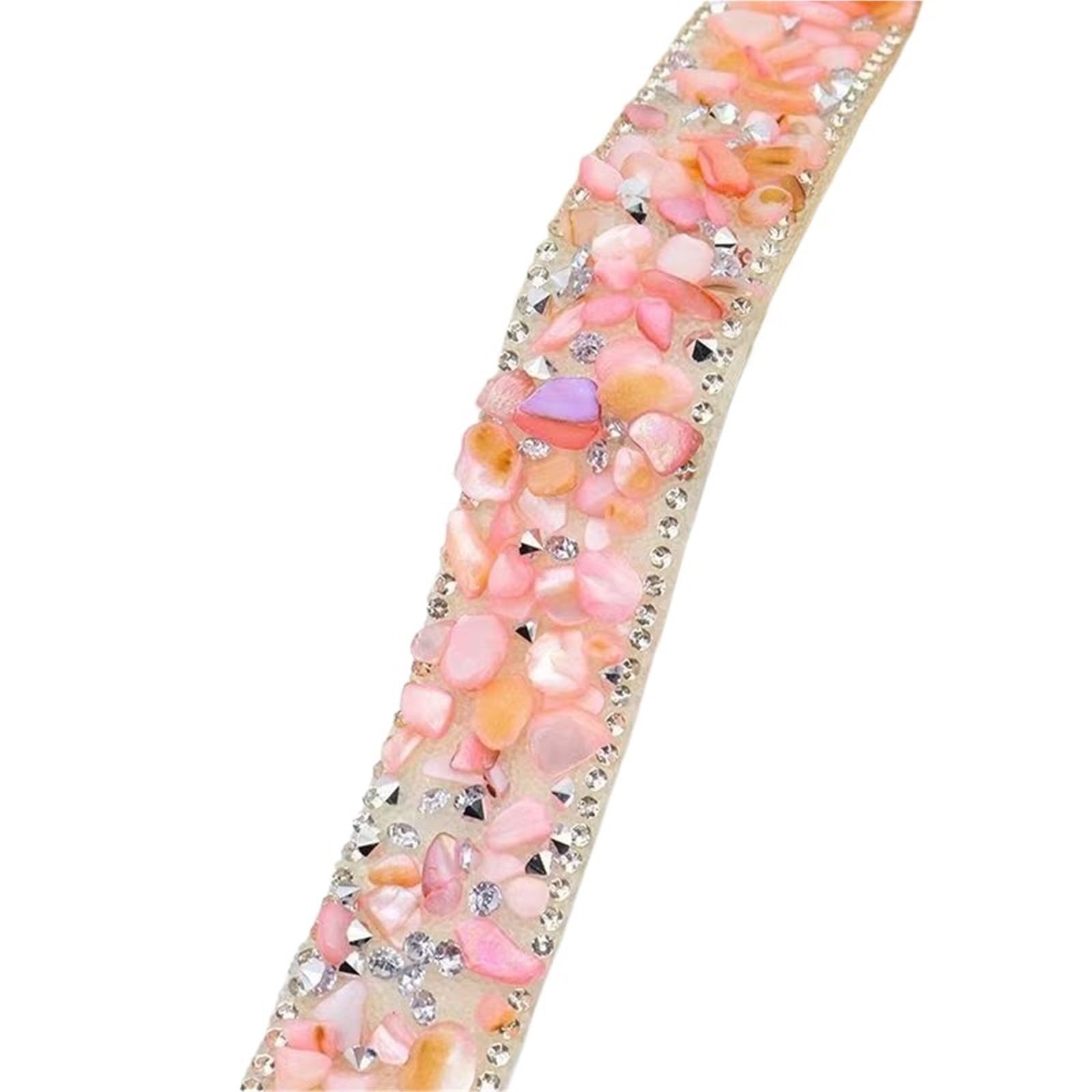 Glitter Tape, DIY Multicolor Rhinestone Ribbon Roll 2 Yards Crystal Fix Tape Applicator Sewing Trim(Pink)