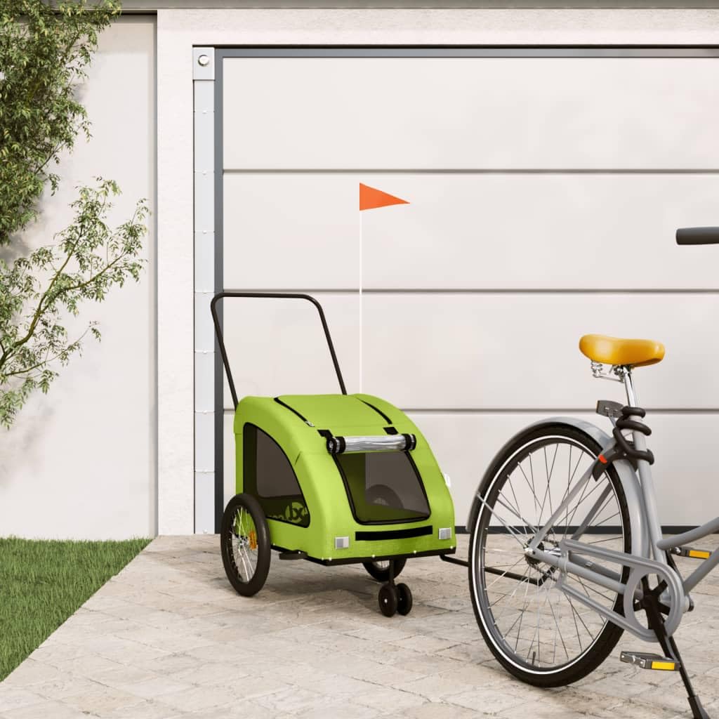 LAPOOH Pet Bike Trailer Green Oxford Fabric and Iron,Dog Bicycle Trailer,Pet Bike Trailer,Bicycle Trailer Cargo for Dog-93990