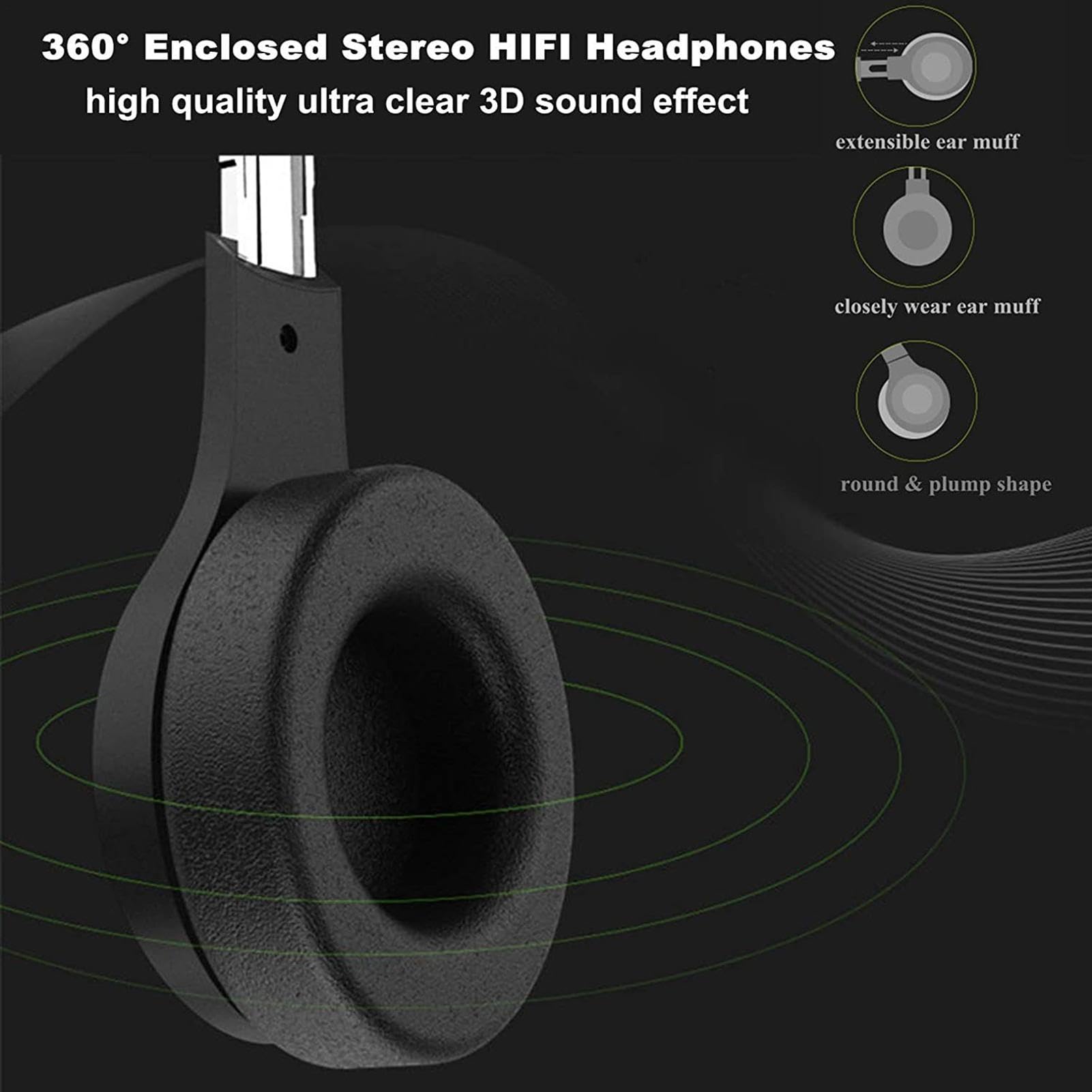 -Auricolare - 42 mm Lenti Asferiche da 3,5 mm Auricolari HiFi Stereo | Telecomando senza fili | Immersivi 3D per realtà virtuale, occhiali da miopia IPD a messa a fuoco regolabile per smartphone