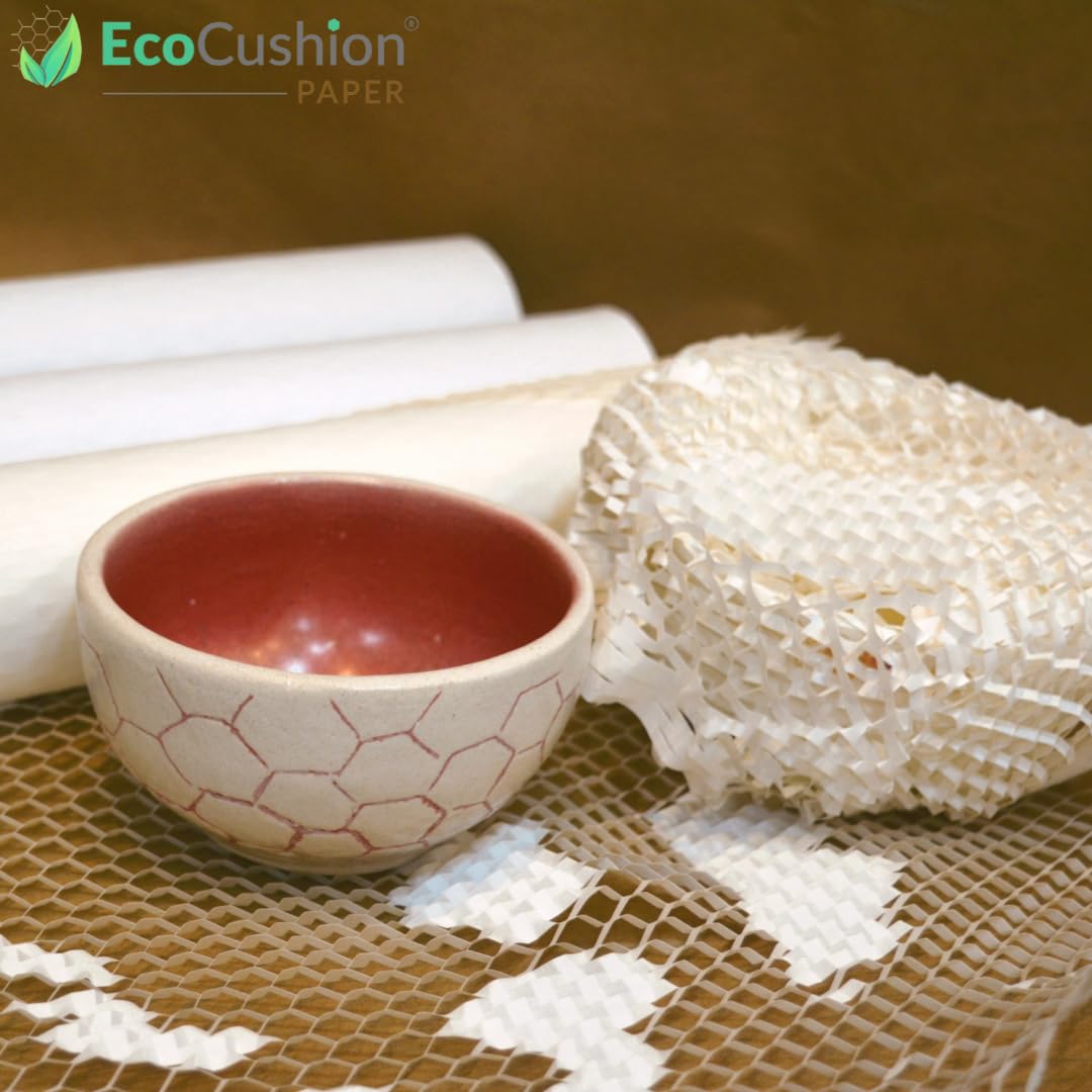 EcoCushion® Paper Bubble Wrap | 100M x 12" Roll | White | Ecofriendly bubble wrap | Expandable upto 150M | Honeycomb design 3