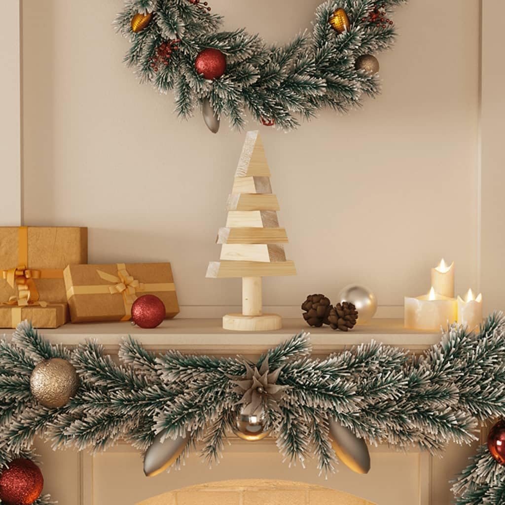 Alberi di Natale decorativi in legno, 2 pezzi, 30 cm, in legno massello di pino con supporto, per interni ed esterni protetti, festivi, smontabili, salvaspazio, ideali per l'Avvento e