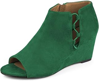 Women Classic Open Peep Toe Wedge Ankle Boots Mid Heel...