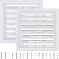 SelNatural 2-Pack 6x6 Inch Metal Gable Vents with Screen Mesh - Durable Square Louver Grilles for Sheds, Attics, Garages (White)