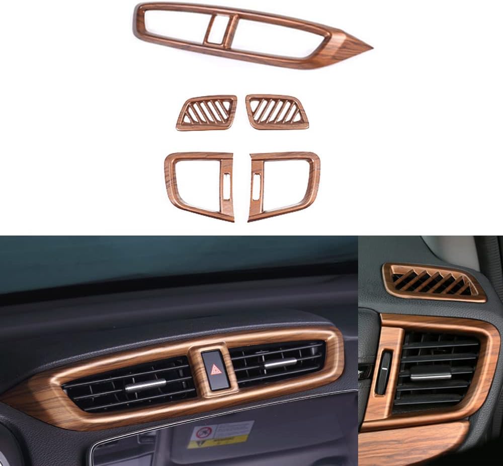 Rifoda for Honda CRV CR-V 2017 2018 2019 2020 2021 2022 Instrument Panel AC Air Outlet Panel Cover Decals Interior Decoration Peach Wood Grain Accessories 5PCS