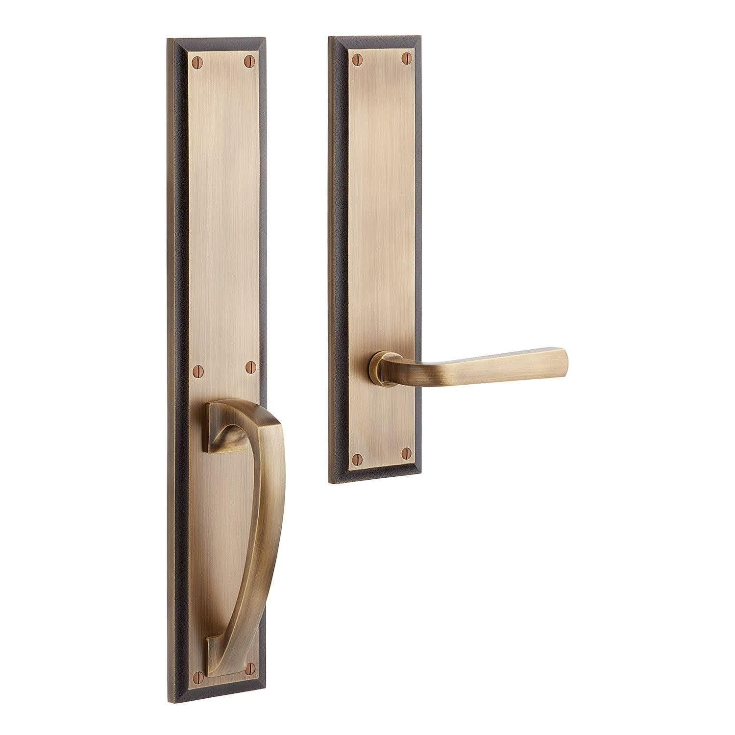 Signature Hardware 479309 Aurick Left Handed Solid Brass Dummy Door Lever Set