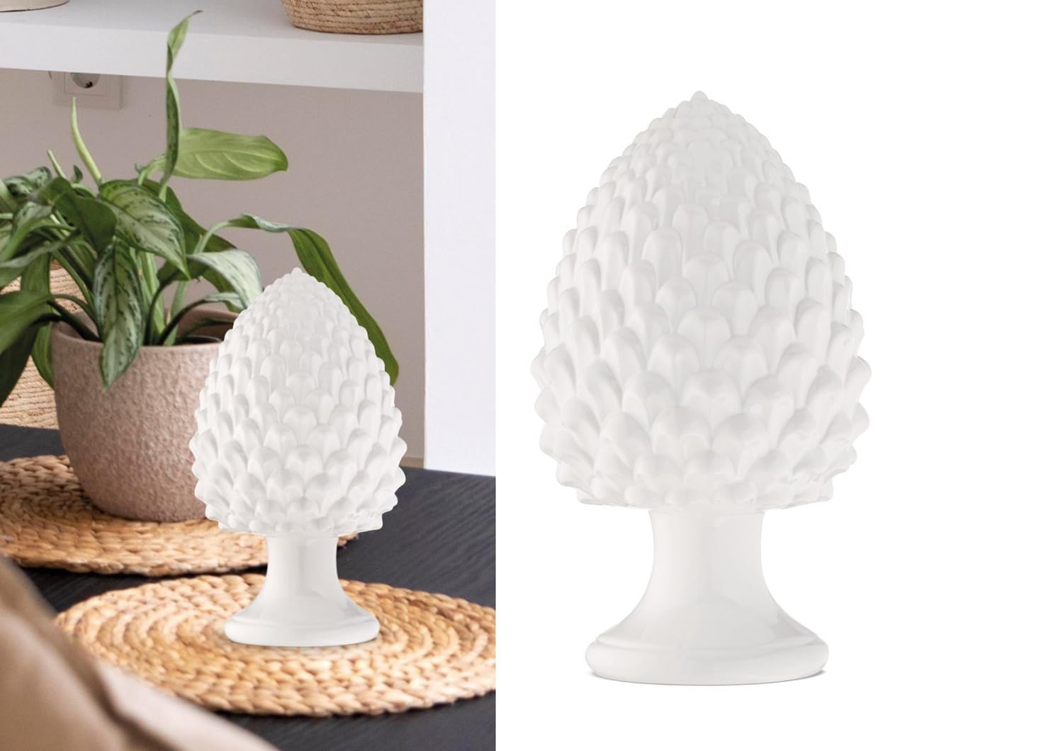 Pigna en céramique blanche 38cm bibelot style sicilien gdm deco