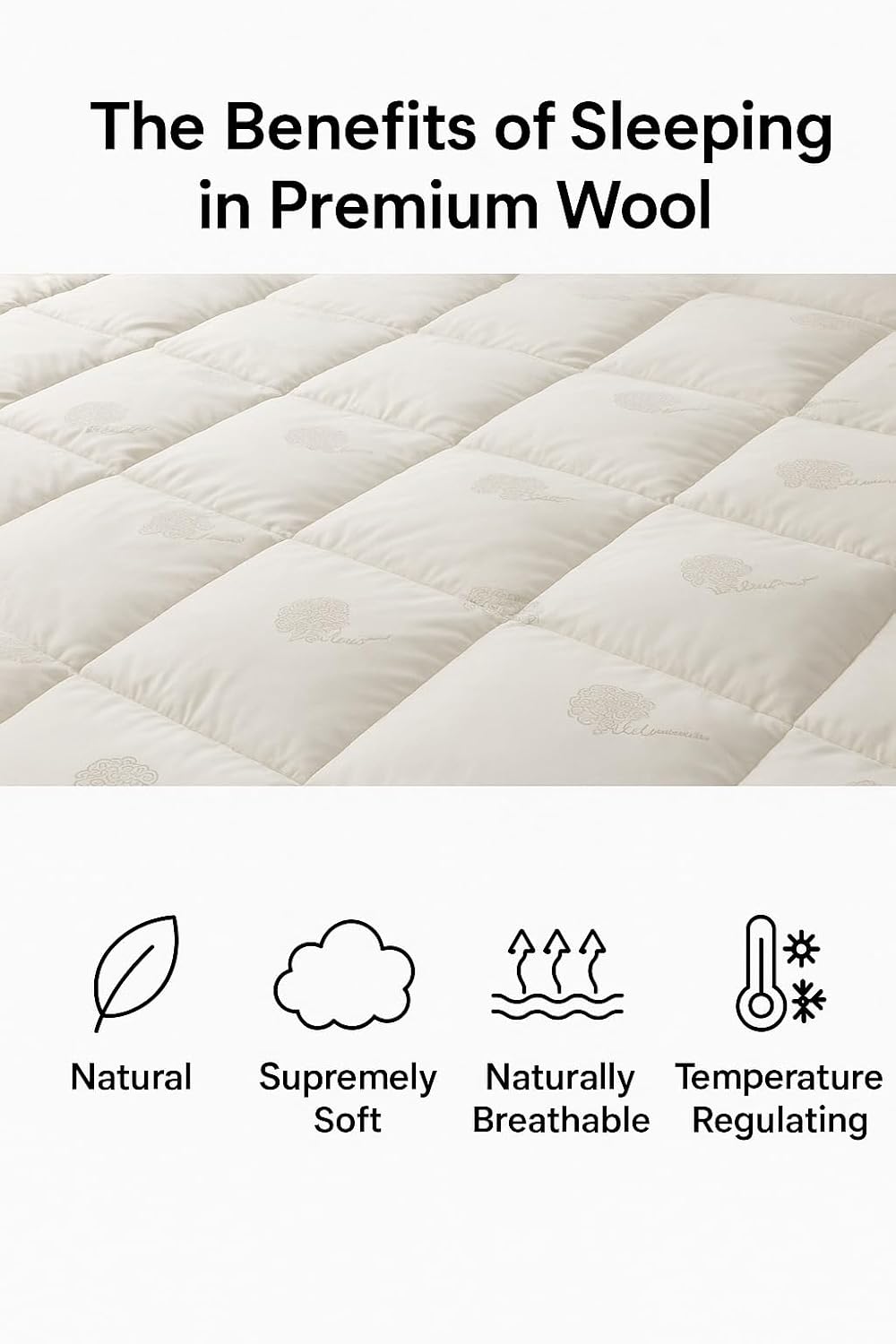 duvetta Wool Comforter-100% Cotton Cover Fabric-Premium Quality New Zealand Wool-All Season Useable- Machine Washable Duvet-Medium Weight Quilt (King 102 inchx90inch)