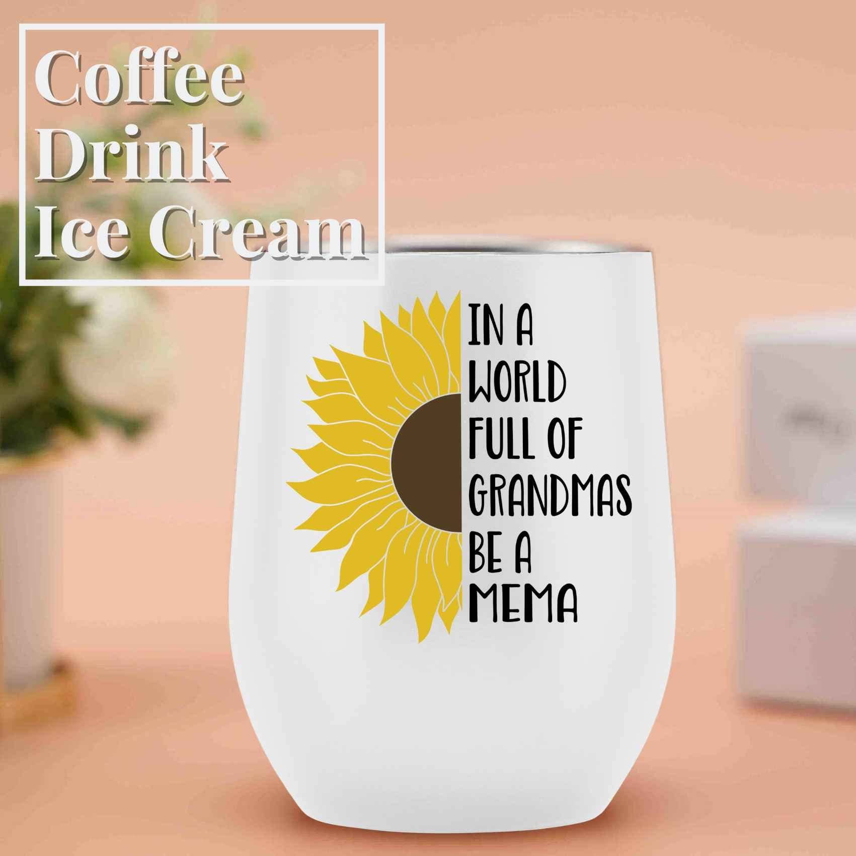 Onebttl Mema Gifts, Sunflower Grandma Gifts, 12oz Stainless Steel Insulated Tumbler for Sunflower Lovers, Perfect for Mother's Day, Birthday